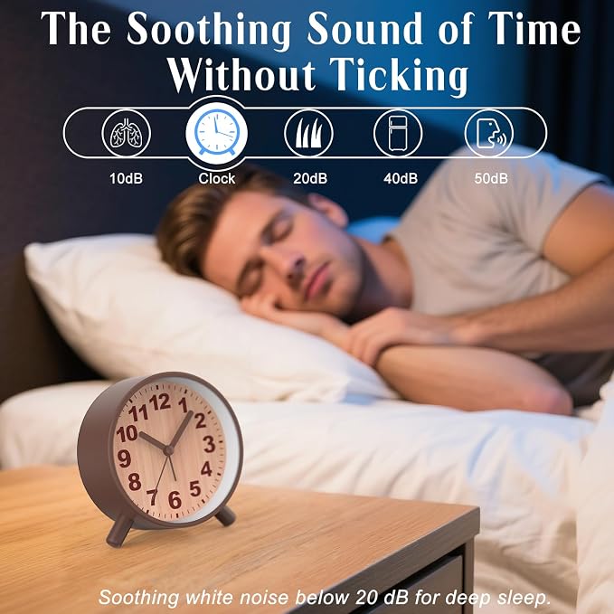 Analog Alarm Clock Night Ligh Battery Operated for Bedroom - Image 4