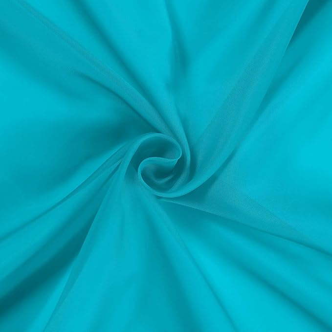 OWENIE Sheer Curtain 90 Inches Long 2 Panels Set for Living Room Bedroom, Light Filtering Rod Pocket Clear Sheer Curtain 2Pcs, Each 42" W x 90" L, Turquoise