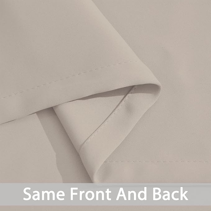 Yakamok Room Darkening Natural Blackout Curtains Thermal Insulated Grommet Curtain Panels for Bedroom, 38W x 72L, Natural, 2 Panels
