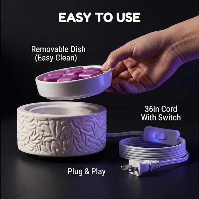 ElusiaKa Wax Melt Warmer,Electric 3-in-1 Wax Melter,Ceramic Candle Wax Warmer Burner for Scented Waxs,Candle Warmer Scent Oil Burner Home Aromatherapy-7 Color