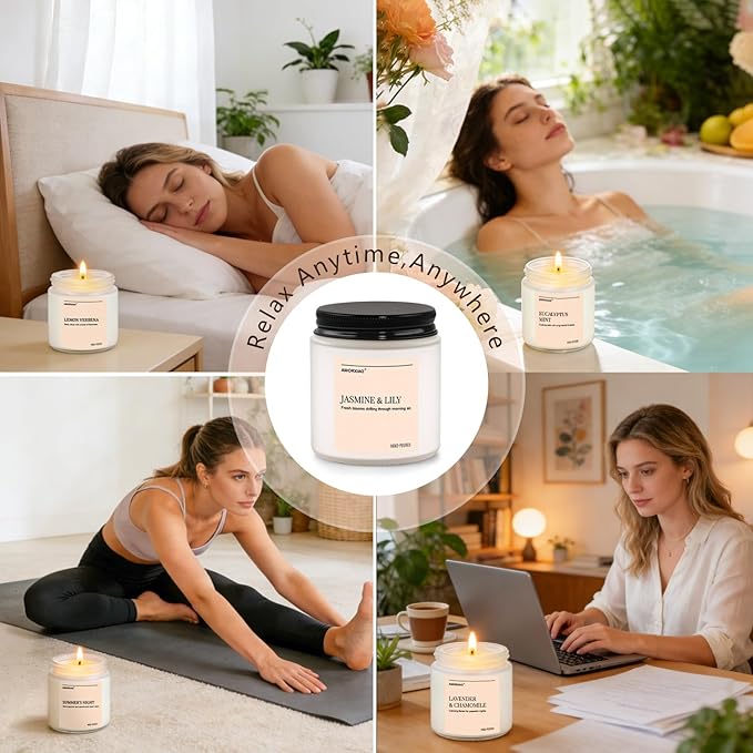 Scented Candles Gift Set, 8 Pack Soy Wax Candles for Home, Spring Summer Floral Fresh Aromatherapy Scents, Gifts for Women, Birthday