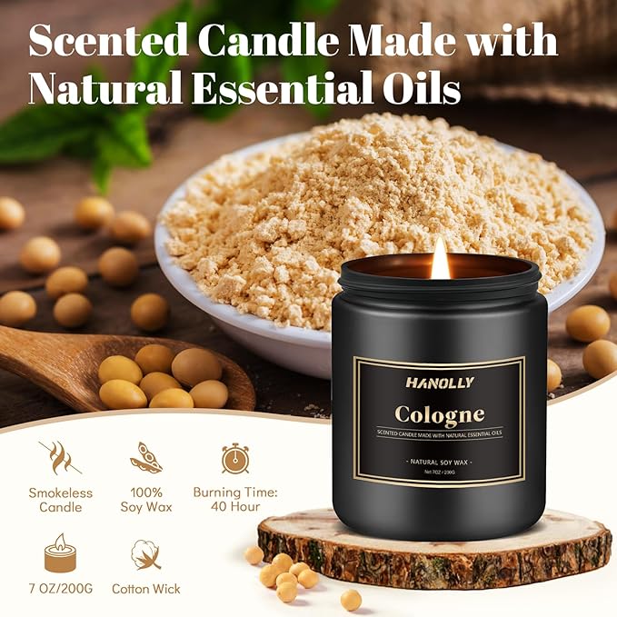 Mens Scented Candle Gift Set, 6 Pack Candles for Men,Gifts for Dad & Father, Soy Candles for Home Scented, 42 oz Long Lasting Aromatheraspy Candle, Maculine Manly Jar Candle Kit
