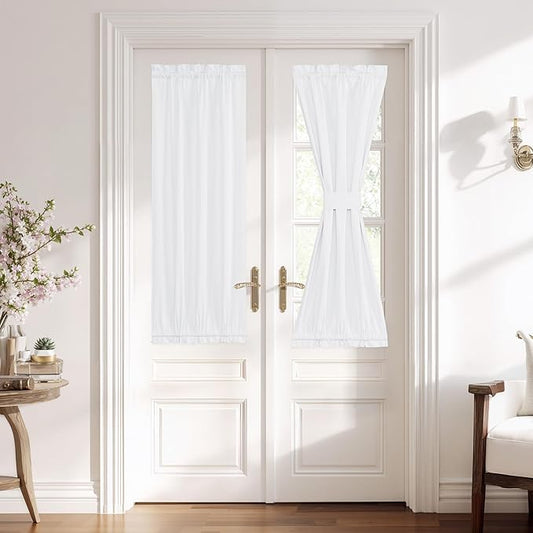 NICETOWN 100% Blackout White Door Blinds for Windows, Thermal Insulated Privacy Door Curtains and Drapes Shade for Sightseeing and Window Covering, W25 x L64 inch Long, 1 Panel