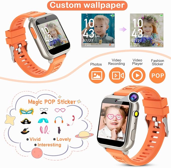 Tixpc Smart Watch for Kids with 39 Puzzle Games HD Touch Screen Camera Video Music Player Pedometer Alarm Clock Flashlight 12/24 hr Kids Watches Gift for 4-12 Year Old Boys Girls Toys - Image 3