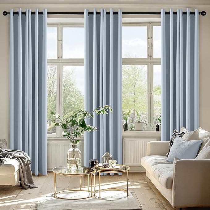 MIULEE Light Blue Blackout Curtains for Bedroom Living Room 84 Inches Long 2 Panels, Thermal Insulated Room Darkening Drapes Grommet Noise Reducing Light Blocking Window Treatments 40x84 Inch