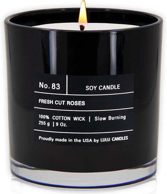 Lulu Candles | Fresh Cut Roses | Smells Floral & Musky | Luxury Scented Soy Jar Candle | Hand Poured in The USA | Highly Scented Long Lasting (9 Oz.)