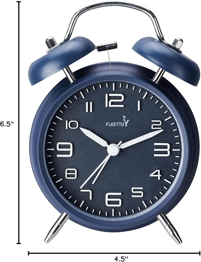FLOITTUY (Loud Alarm for Deep Sleepers 4'' Twin Bell Alarm Clock, Stereo Digital Dial Alarm Clock with Backlight for Bedroom and Home Decoration(Nautical Blue) - Image 6