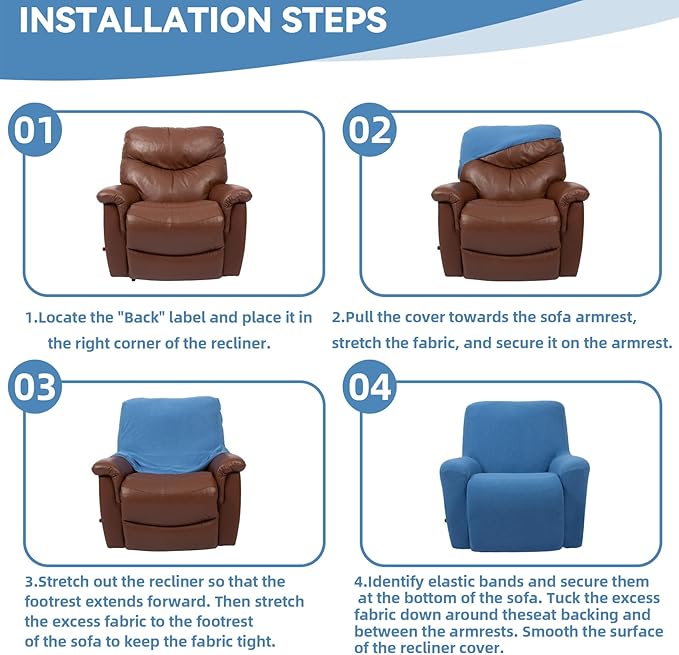 Cupuamon Recliner Chair Covers,Lazy Boy Recliner Covers Stretch Reclining Covers 1 Piece Furniture Protector with Elastic Bottom for Dog,Kids-Riverside