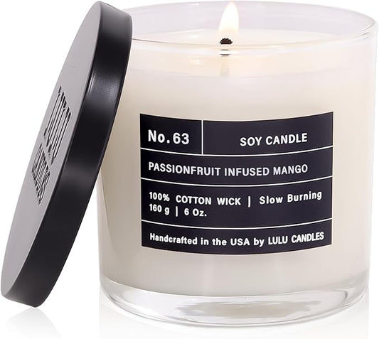Lulu Candles | Passionfruit Infused Mango | Luxury Scented Soy Jar Candle | Hand Poured in The USA | Highly Scented & Long Lasting- 6 Oz.