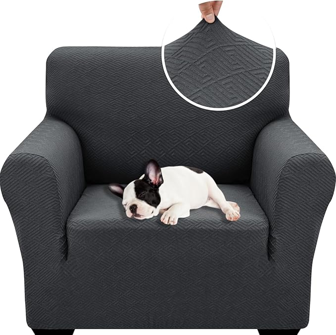 XINEAGE 2026 New Stretch Armchair Covers 1 Piece Chair Slipcovers Chair Protector for Living Room Thick Soft Chair Cover with Elastic Bottom Couch Cover for Pets Kids (31"-46", Dark Gray)