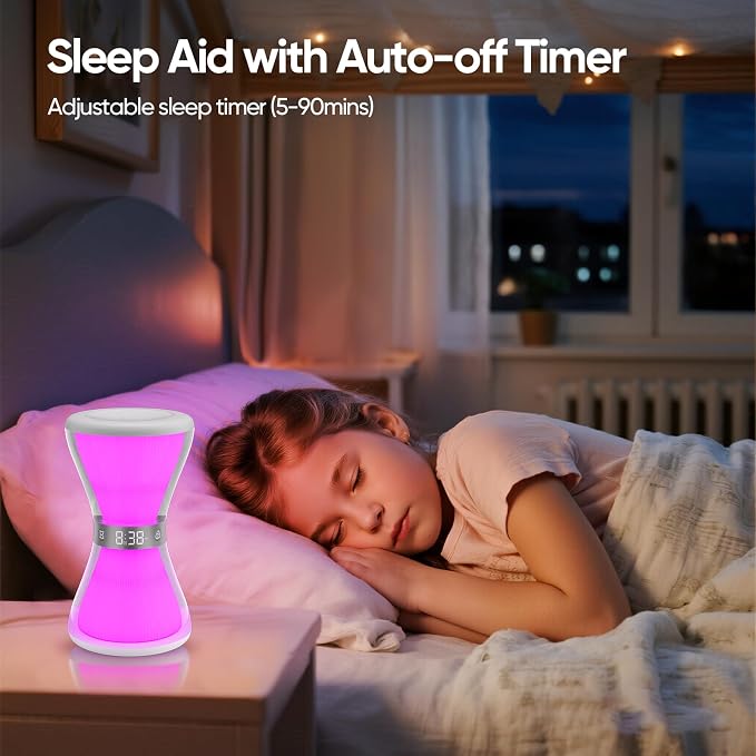RGB Night Light Alarm Clock, Digital Alarm Clock with Hourglass Shape - Image 4