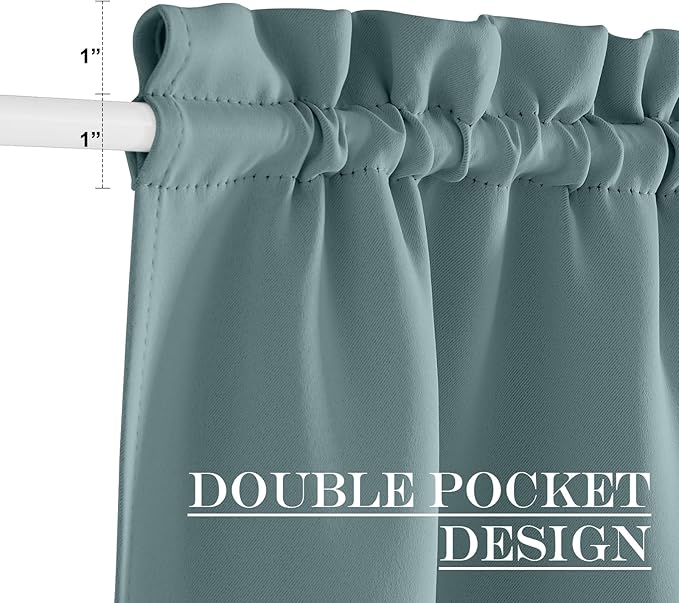 NICETOWN Doorway Curtains for Kitchen Window, Thermal Insulated Privacy Protection Blackout Door Curtains for French Door Window Shade with Tieback, 1 PC, 42" x 80", Greyish Blue