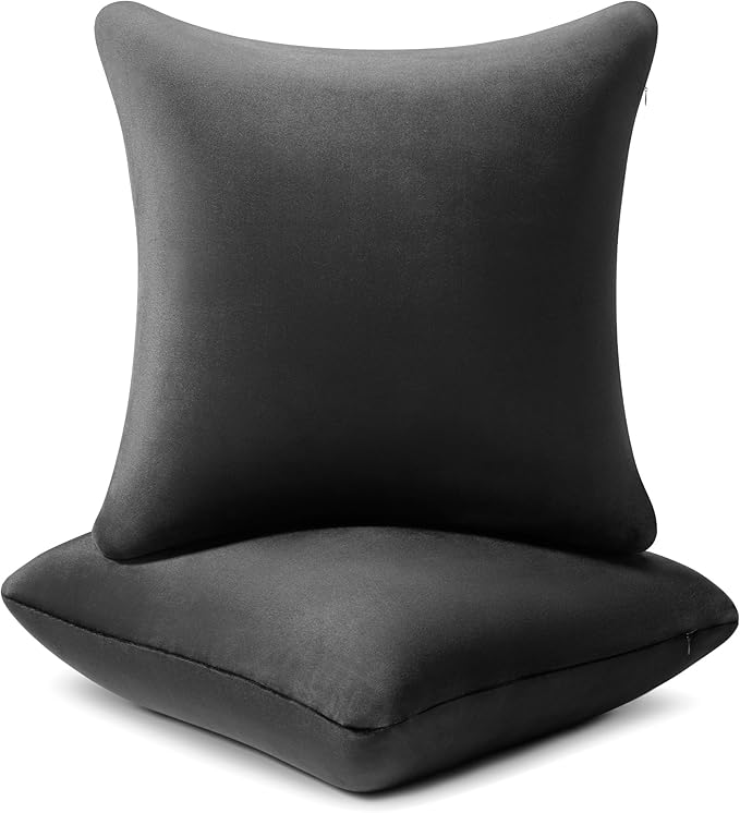 AM AEROMAX 20 ×20 Pillow Insert (Pack of 2) Memory Foam Throw Pillow Insert Sham Square for Decorative Cushion Bed Couch Sofa Without Deform After Longtime Use(Black)