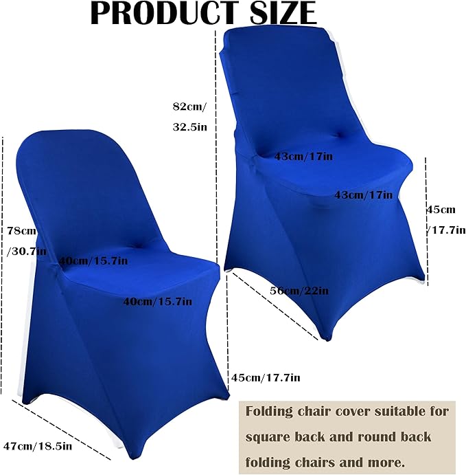 40PCS Stretch Spandex Folding Waterproof Chair Covers,Universal Fitted Chair Cover Protector for Wedding Party Banquet Holidays Celebration Decoration(Royal Blue)