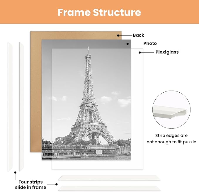 upsimples 24x36 Poster Frame White 3 Pack, Scratch-Proof Picture Frames 24 x 36 for Photo Gallery - Slide-In Strips, Horizontal or Vertical Wall Mounting