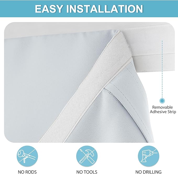 RYB HOME French Door Curtains 84 inches Long - Privacy Blackout Window Curtains Tie up Blind for Patio Sliding Glass Door Living Room Bedroom, W 30 x L 84 inch, Grayish White, 1 Panel