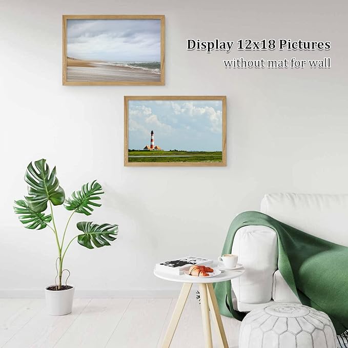 Egofine 12x18 Solid Wood Picture Frames Matted for 8.5x11 - Acrylic Plexiglass Front for Wall Mounting Hanging Picture Frame Vertically or Horizontally, Carbonization Set of 2
