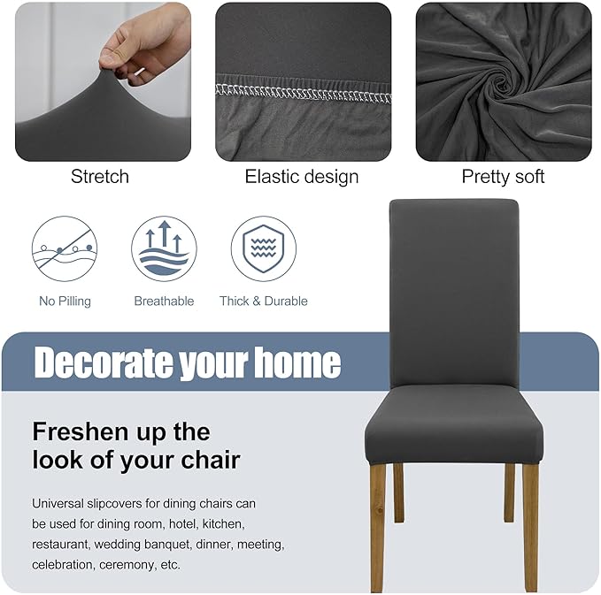BIETYONE Chair Covers,Dining Room Chair Covers Set of 8,Stretch Kitchen Chair Cover,Washable Dining Chair Cover,Parsons Chair Slipcovers Protective,for Home,Restaurant,Banquet