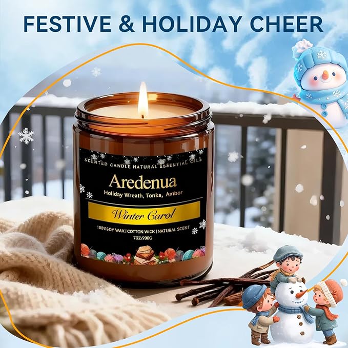 Warm Cashmere Scented Candle – Warm Luxe Cashmere & Soft Vanilla Notes, Cozy Clean Scent, Non-Toxic Soy Wax Candles, Long Lasting Candle for Home & Relaxation - 7oz Aromatherapy Candles