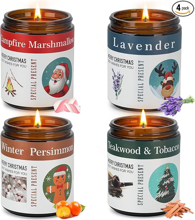 Candles for Home Scented, 4 x 7.1oz Soy Wax Candles Sets, Candles Gifts for Women Birthday Christmas