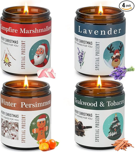 Candles for Home Scented, 4 x 7.1oz Soy Wax Candles Sets, Candles Gifts for Women Birthday Christmas