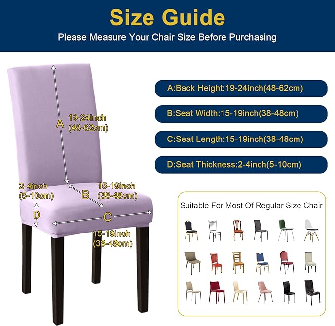 Chair Covers, Stretch Kitchen Dining Room Chair Covers Set of 6, Removable Washable Dining Chair Slipcovers for Home, Hotel, Banquet
