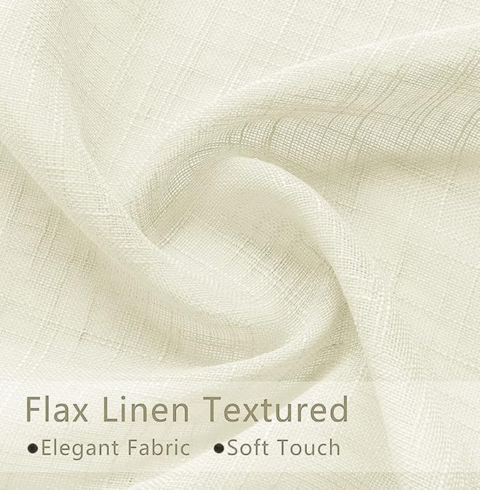 XTMYI Cream Cafe Curtains for Kitchen, Linen Textured Sheer Tier Half Curtains for Small Windows, 30 Inch Length