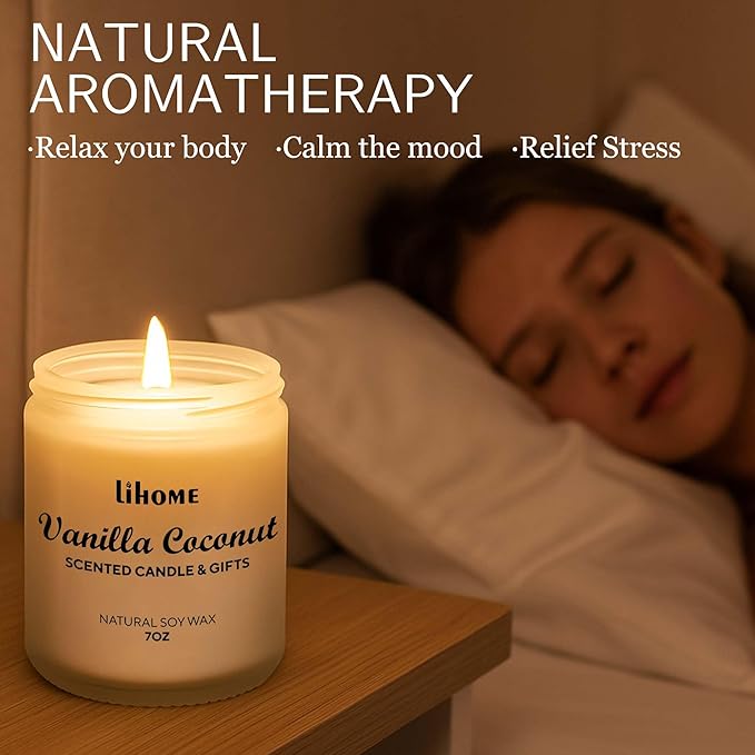 Candles Gifts for Women - Natural Soy Wax Candle for Home Scented Perfect for Christmas, Birthday, Mother's Day, Vanilla Coconut Candles (Pack of 2)