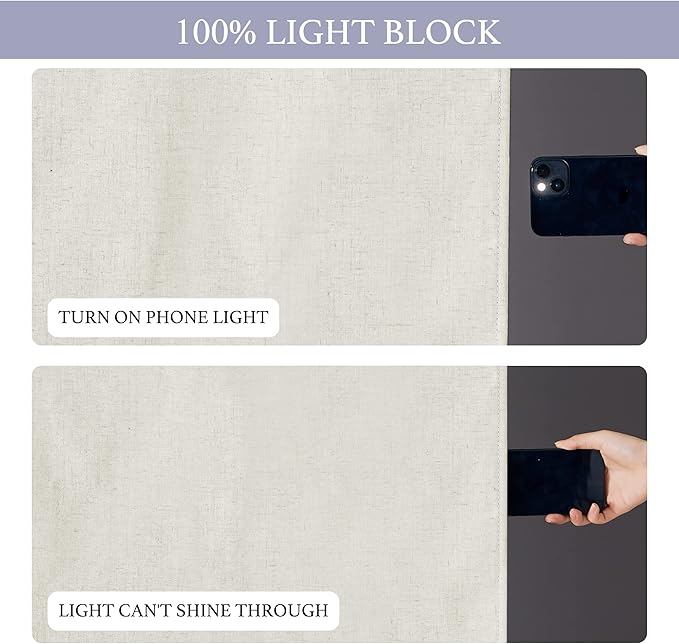 RYB HOME 100% Blackout Curtains for Small Window, Linen Textured Blend Insulating Privacy French Door Curtains Tie Up Shades for Kitchen Storage Cabinet Basement, W 12 x L 40, Ivory, 1 Panel