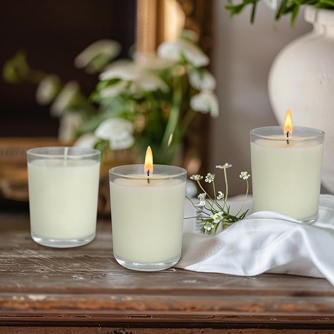 72 Pack White Unscented Clear Glass Filled Votive Candles. Hand Poured Wax Candle Ideal Gifts for Aromatherapy Spa Weddings Birthdays Holidays Party