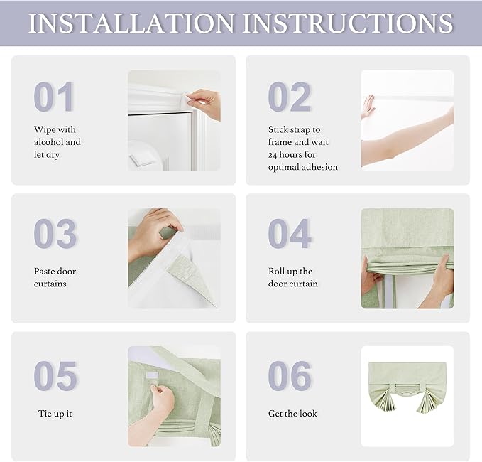 RYB HOME 100% Blackout Curtains for Small Window, Linen Textured Blend Insulating Privacy French Door Curtains Tie Up Shades for Kitchen Storage Cabinet Basement, W 12 x L 40, Light Sage, 1 Panel