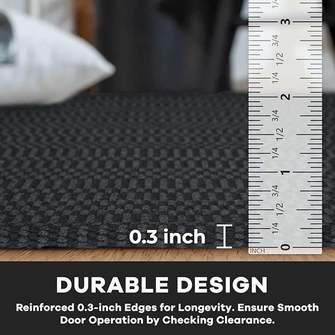 KOZYFLY Washable Runner Rug 3x10 ft Hallway Kitchen Runner Rugs with Rubber Backing Bobo Entryway Runner Indoor, Long Carpet Runners for Hall Kitchen Entryway, Black/Grey