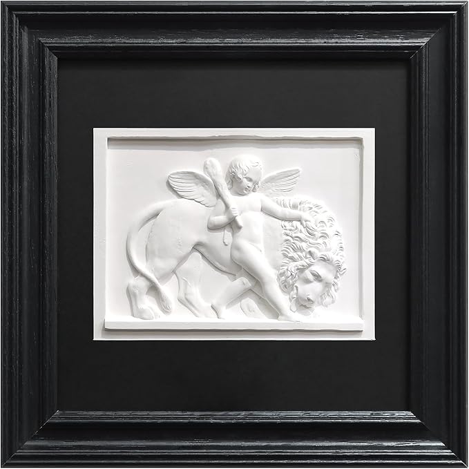 FOLKOR LIFE Cherub Angels Framed Wall Art Sculpture for Home Vintage Decor, Black and White Wall Decor Greek Mythology Classic Cupid Arrow Artwork Figurines for Room Decor, Gift for Anniversary