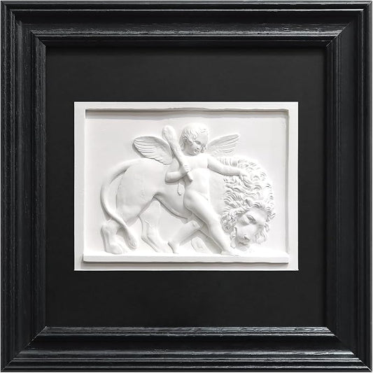 FOLKOR LIFE Cherub Angels Framed Wall Art Sculpture for Home Vintage Decor, Black and White Wall Decor Greek Mythology Classic Cupid Arrow Artwork Figurines for Room Decor, Gift for Anniversary