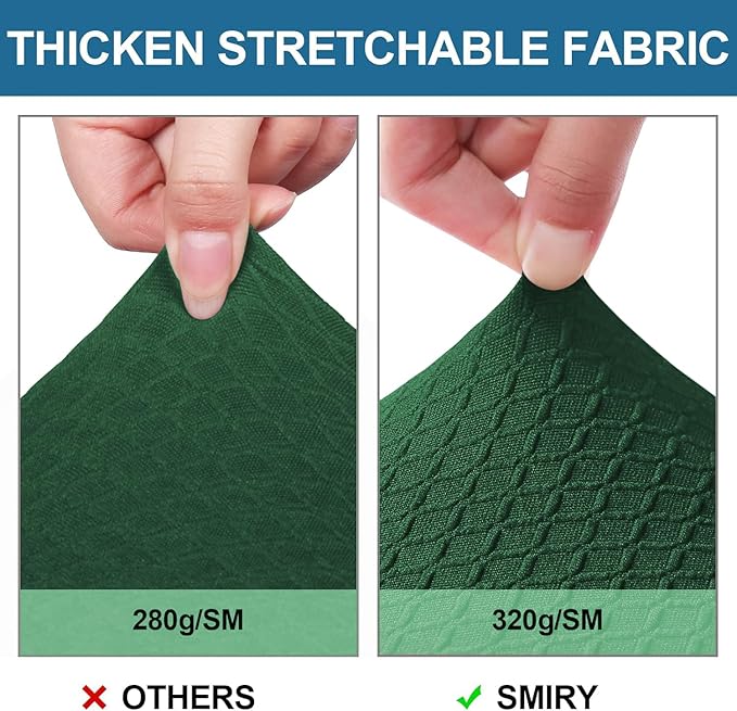 Smiry Waterproof Seat Covers for Dining Room Chairs Set of 4, Stretch Jacquard Removable Washable Chair Seat Slipcovers Protector, No Rear Covers, Emerald Green
