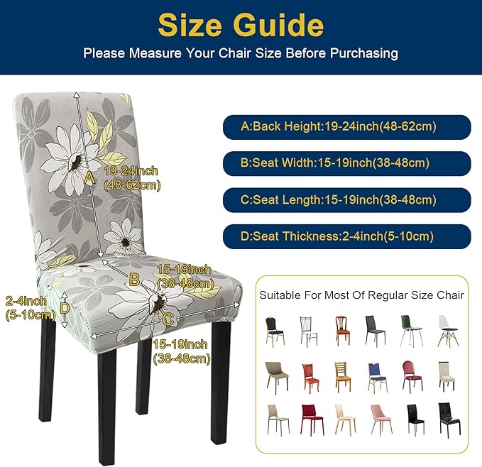 Chair Covers, Dining Room Chair Covers, Stretch Kitchen Chair Covers/Dining Chair Covers for Dining Room 8 Pack, Removable Washable Dining Chair Slipcovers for Home, Hotel, Banquet
