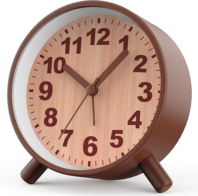 Analog Alarm Clock Night Ligh Battery Operated for Bedroom by Anmileely