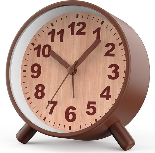 Analog Alarm Clock Night Ligh Battery Operated for Bedroom by Anmileely