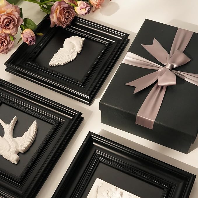 FOLKOR LIFE Black and White Framed Wall Art Sculpture for Home Decor, Classic Pegasus Statue Hanging Wall Plaque for Modern Farmhouse Living Room, Bedroom, Office Decoration