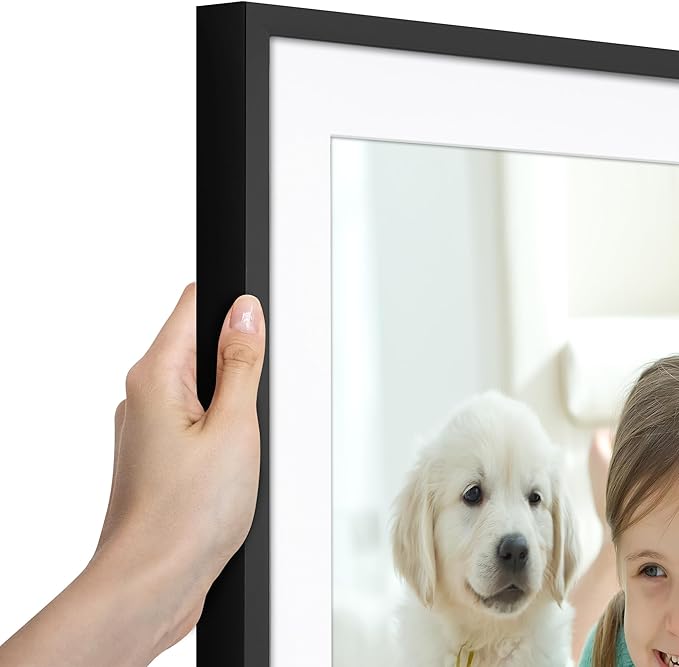 Americanflat 22x28 Poster Frame with Polished Plexiglass - Use as 18x24 Frame with Mat or Display 22x28 Photo Without Mat - Soho Collection - Deep Molding Picture Frames for Wall Display - Black