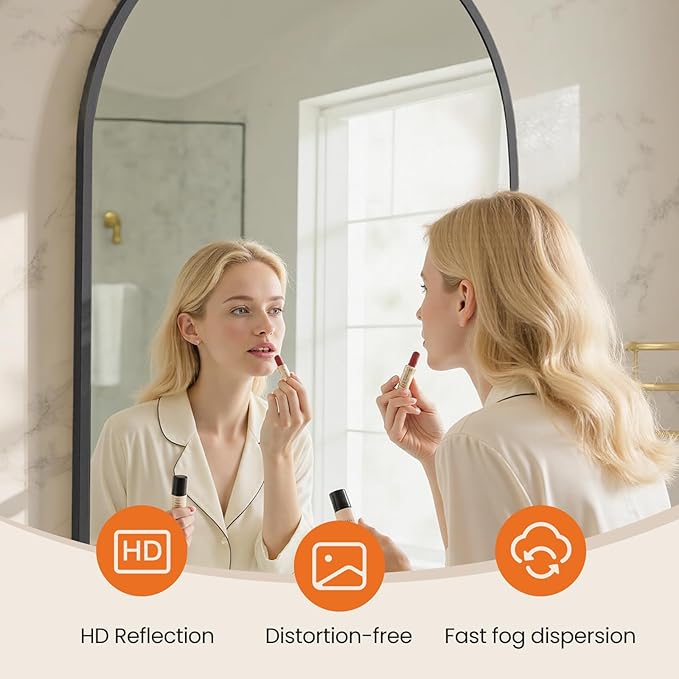 Sweetcrispy 26.5"x38" Arched Black Bathroom Vanity Mirror for Over Sink, Wall Decor Mirror for Entryway, Bedroom, Living Room