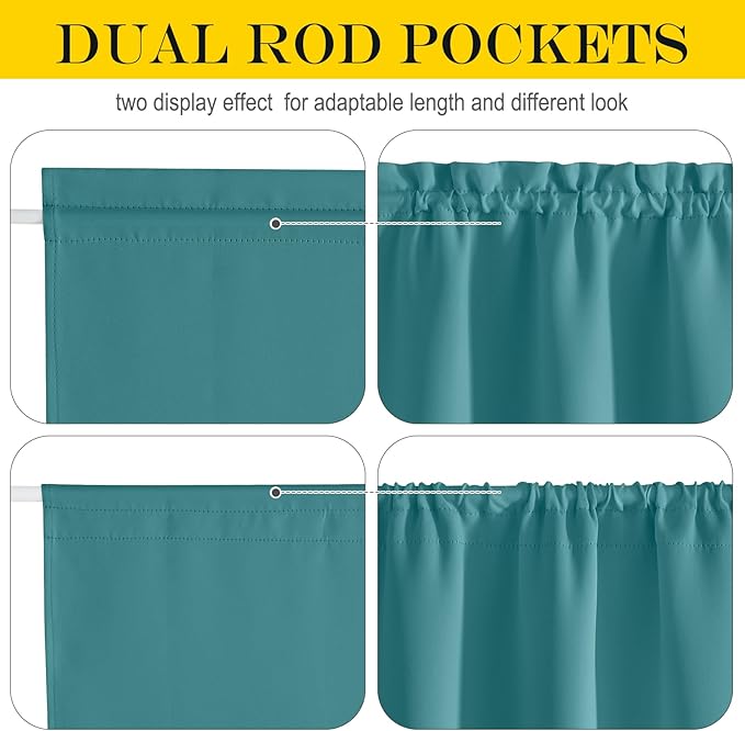 NICETOWN Blackout Curtain Panel for Front Kitchen Door Window Curtains Thermal Insulated Rod Pocket Drapes for Bedroom Glass Door with Tieback W36 x L80, Sea Teal, 1 Panel