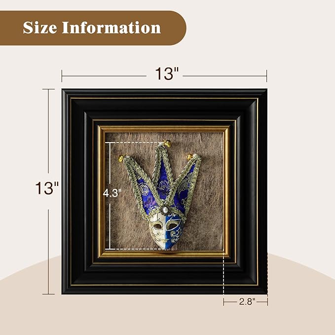 FOLKOR LIFE Vintage Wall Art Sculpture with Venetian Mask Vintage Decor, Antique Wall Decor Italian Style Framed Home Décor Accents for Living Room, Bedroom, Hallway, Gifts for New Home