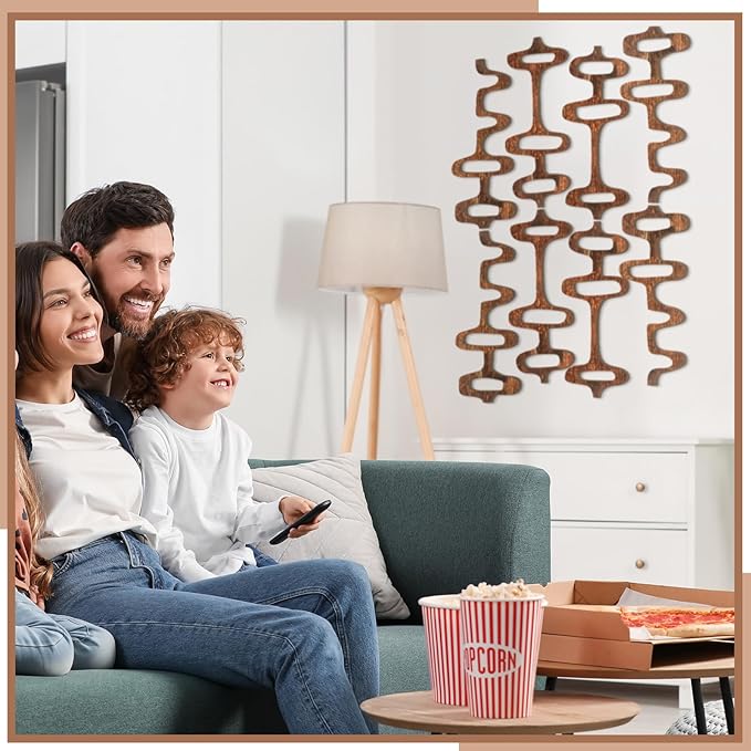 Wenqik 8 Pack Mid Century Modern Wall Decor Wood Midcentury Vintage Retro 3D Large Art Wall Sculpture Elegance Abstract Geometric Panels for Interior Living Room Home Office Bedroom(Brown)