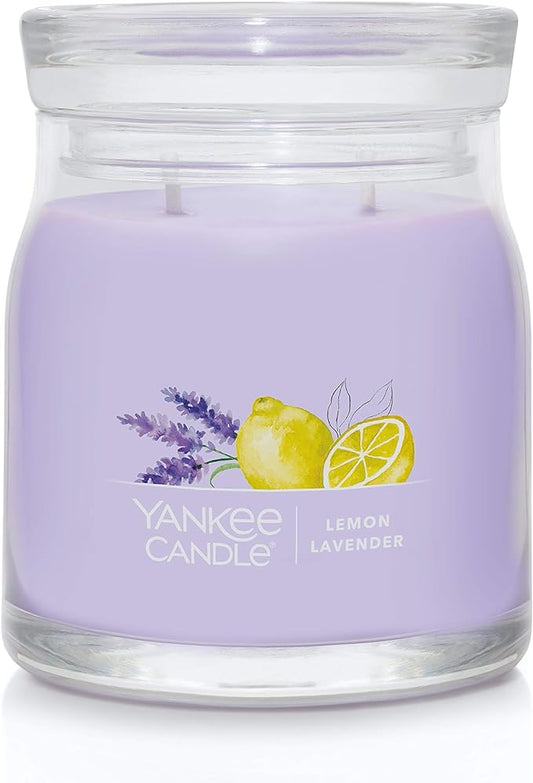 Yankee Candle Lemon Lavender Scented Signature 13oz Medium Jar 2-Wick Candle Over 35 Hours of Burn Time