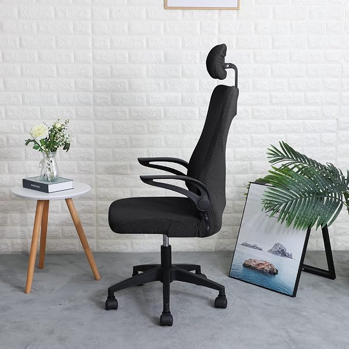 FORCHEER Ergonomic Office Chair Covers Set with Headrest Cover Water Repellent Managerial Chair Cover for Office Executive Chair，Black