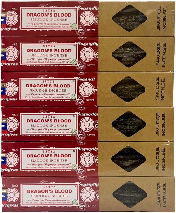 Satya Smudge Incense Stick ?€? Hand-Rolled Indian Masala Incense for Meditation, Yoga & Spiritual Cleansing Pack of 6 (Smudge Dragon Blood)