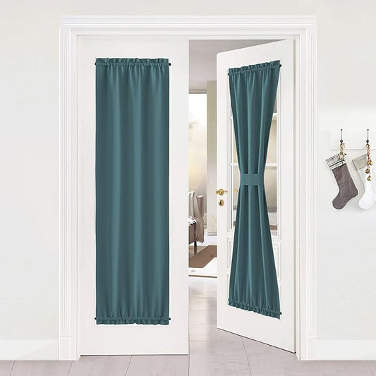 NICETOWN Blackout Side Window Curtain - French Door Sidelight Front Entry Way Thermal Insulated Door Window Blinds Shades Curtain Panel Drape, 1 Panel, 25W by 72L inches, Sea Teal
