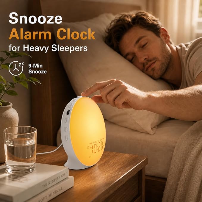JALL Sunrise Alarm Clock White Noise Machine with 25 Nature Sleep Sounds, Fully Dimmable Clock for Bedrooms, Heavy Sleepers, 17 Light Modes, Bluetooth Speaker - Image 5
