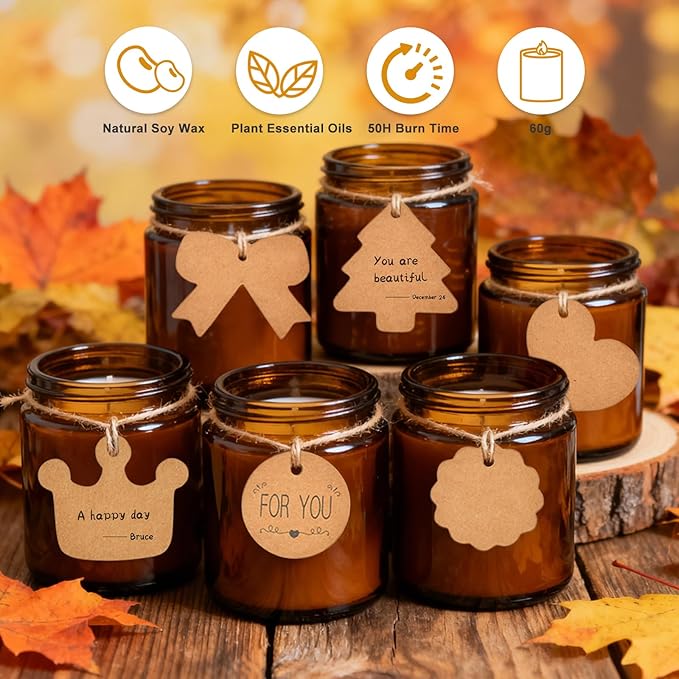 Home Scented Candles Gift Set, 6 Pack Aromatherapy Candles for Women, Non Toxic Soy Wax Candles for Relaxing Stress Relief, Emotional Gift with Handwritten Cards